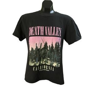 Death Valley California Graphic Tee Black Pink Desert Scene XL